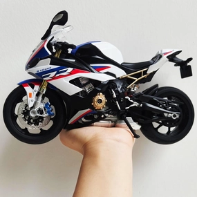 Risopen 1:9 Motorcycle Model for BMW S1000RR Metal Die-cast Motorcycle Model No Assembly Required Mini Finished Moto Gift for Adult（White）