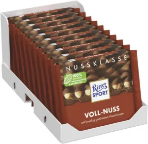 Ritter Sport Chocolate | Ritter Sport Nut Class Whole Nut | Ritter Chocolate | German Chocolate Bars | 35,2 Ounce Total