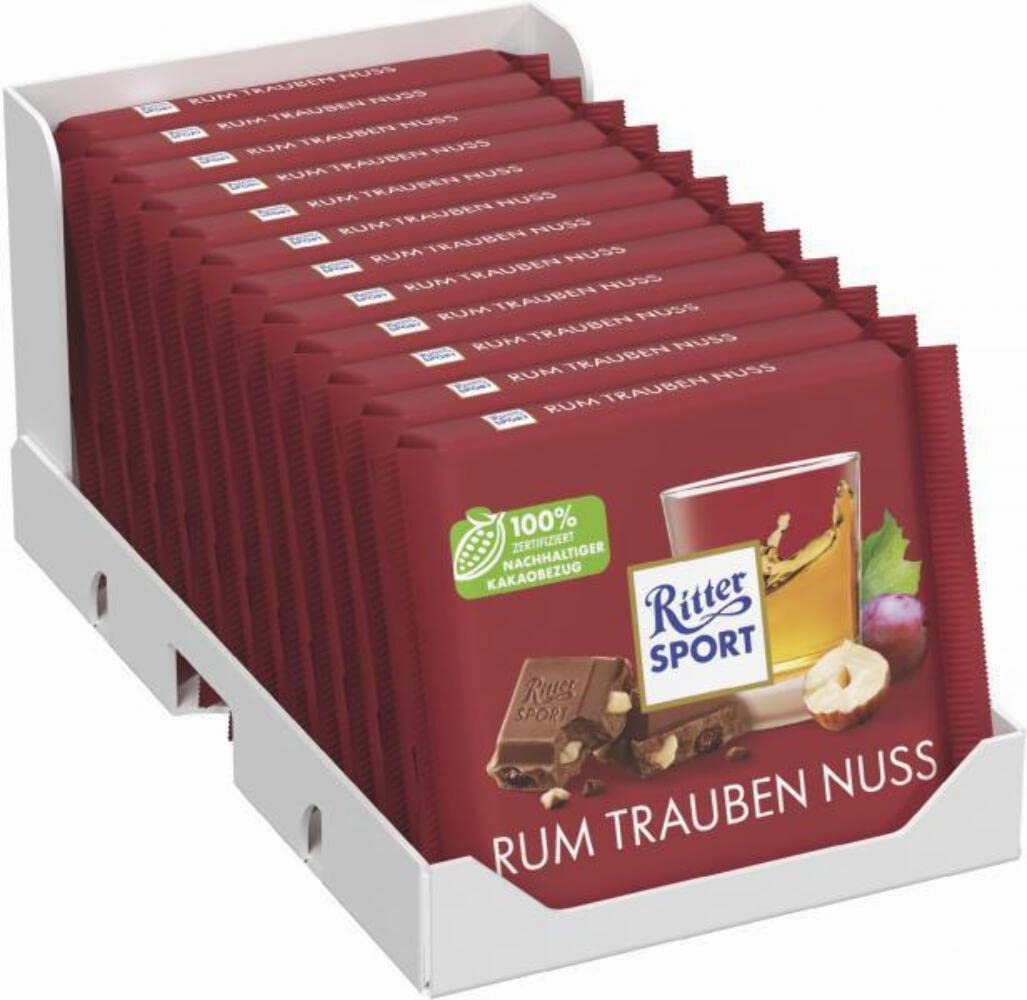 Ritter Sport Chocolate | Ritter Sport Variety Rum Grape Nut | Ritter Chocolate | German Chocolate Bars | 42,3 Ounce Total