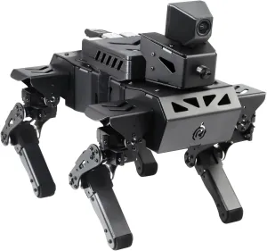 Robot Dog Kit for Raspberry Pi 4GB, AI Visual Recognition Interaction Smart Robot Python Programmable, 12 DOF Bionic Gait Mechanical Dog, Camera Servo, RC Control, (Include Raspberry Pi)