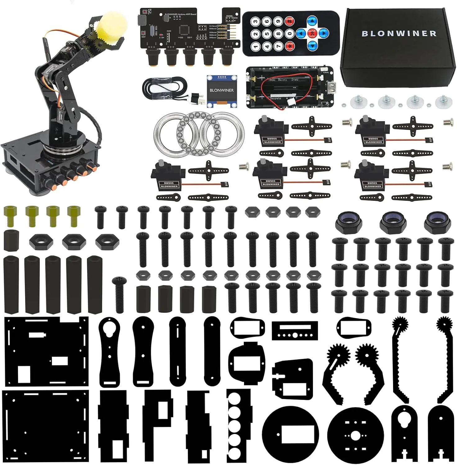 Robot Kit, Robot Arm Kits for Arduino Coding, Smart Robotic Arm Building Toy with OLED Display and Charging Function, 5DOF STEM Programming Mechanical Arm Claw Kit with Easy Grab
