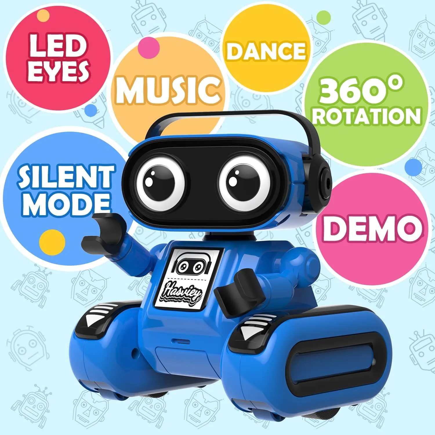 Robot Toys for Boys, Rechargeable Remote-Controlled Robot for Kids 6-8, RC Robots with Auto-Demo, Record, Repeat, Dance Moves, Music, Flexible Head & Arms, Gift Ideas for Birthday Xmas - Blue