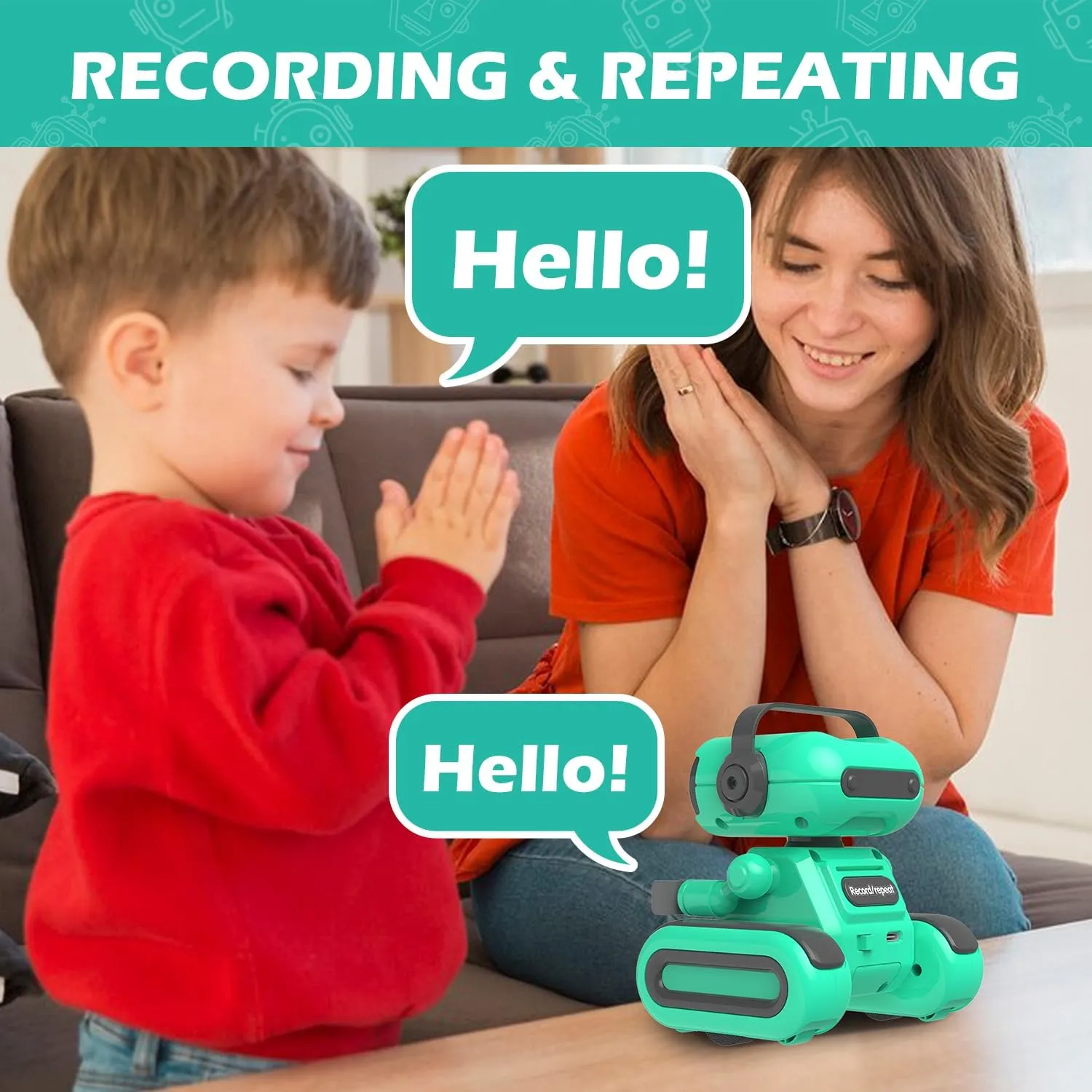 Robot Toys for Kids, Rechargeable Remote Control Toys for Boys 3-5, RC Robots with Auto-Demonstration, Recording, Repeat, Flexible Head & Arms, Dance Moves, Music, Gift Ideas for Birthday Xmas