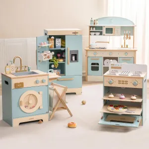 ROBOTIME Wooden Play Kitchen, Toddler Kitchen Playset with Oven, Fridge & Washing Machine, Kids Kitchen Playset Gift for 3  Year Old Boys & Girls