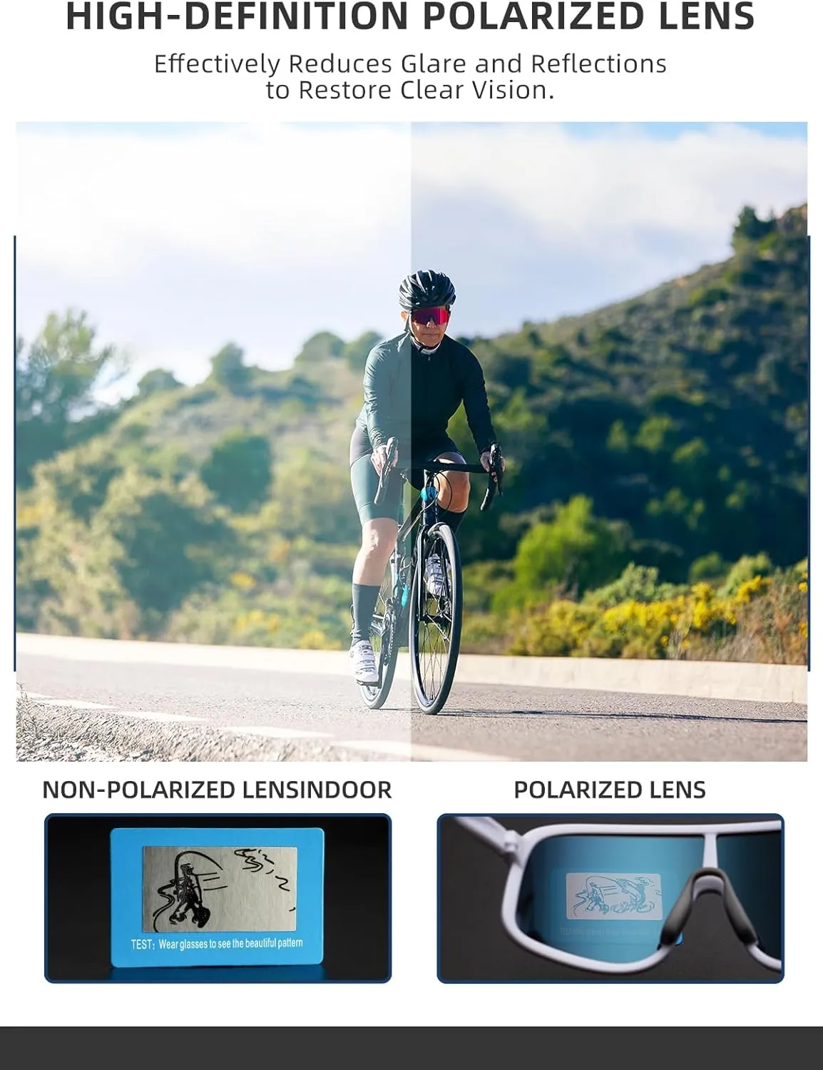ROCKBROS Polarized Cycling Glasses Baseball Sunglasses Polarized Sunglasses for Men Womens UV400 Sports Sunglasses