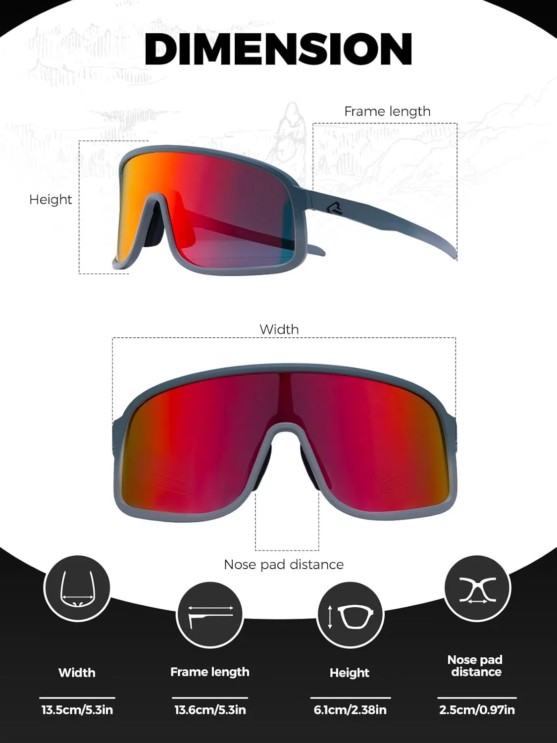 ROCKBROS Polarized Cycling Glasses Baseball Sunglasses Polarized Sunglasses for Men Womens UV400 Sports Sunglasses