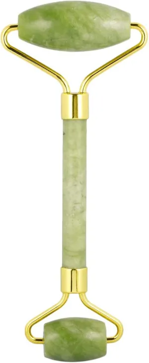 Rockcloud Natural Crystal Stone Roller Massager Double Neck Face & Neck Massage Therapy Anti-Aging Wrinkle Healing Slimming Skincare Tool, Green Jade