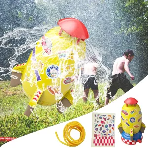 Rocket Toy, Outdoor Yard Sprinkler Toy Rocket Sprinkler Summer Toy | Water Pressure Control Flight Altitude | Water Sprayer Toys for Kids 3 Years and Up (Yellow)