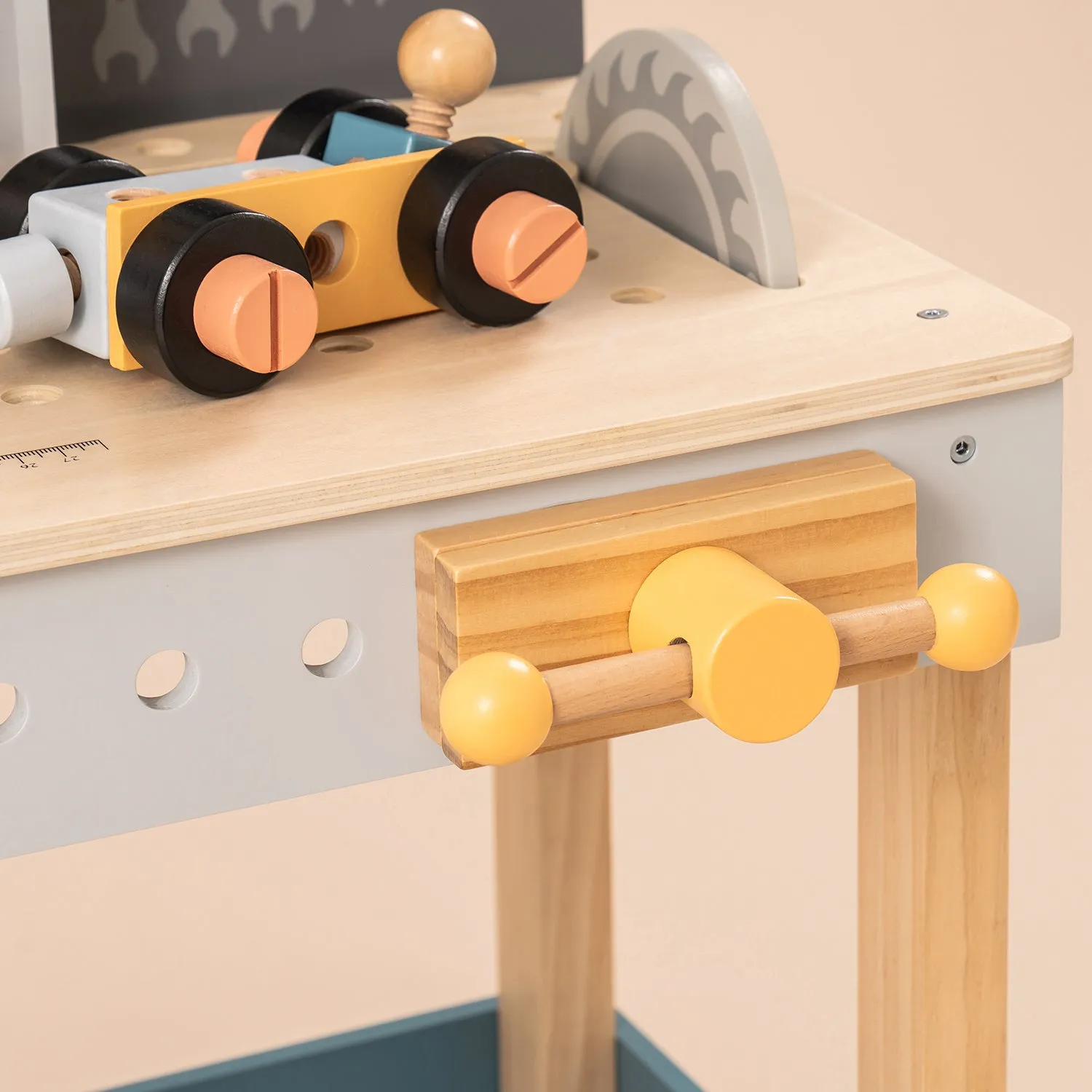 Rootz Wooden Tool Bench for Kids - Toddler Workbench - Children's Tool Set - Educational & Fun - Safe Materials - Complete Tool Set - 61 x 35,5 x 76 cm