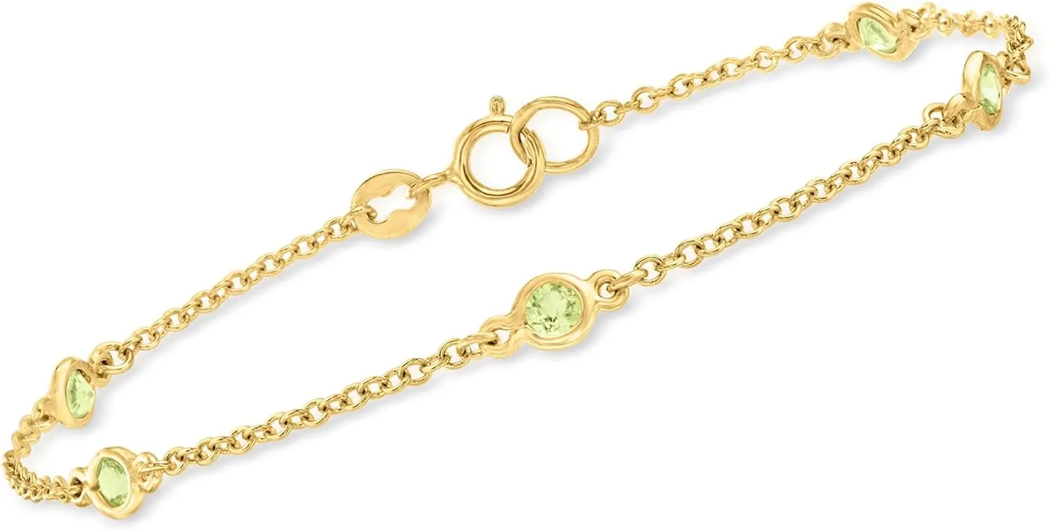 Ross-Simons 0.60 ct. t.w. Bezel-Set Peridot Station Bracelet in 18kt Gold Over Sterling