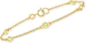 Ross-Simons 0.60 ct. t.w. Bezel-Set Peridot Station Bracelet in 18kt Gold Over Sterling