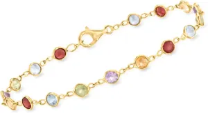 Ross-Simons 4.30 ct. t.w. Bezel-Set Multi-Gemstone Bracelet in 18kt Gold Over Sterling