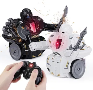 Rotating Fight Robot Toys for Ages 8-13,Remote Control Battle Bots 4 Weapons Available for Replacement for Kids,2-Player Electric Wrestling Toys, Christmas Birthday School Gifts for Boys 6  years old