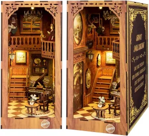 Roycevon DIY Book Nook Kit for Adults, 3D Wooden Miniature Puzzle Booknook Model, Fantasy Scene Bookshelf iniature, Wood Craft Library Building Bookends Insert Decor