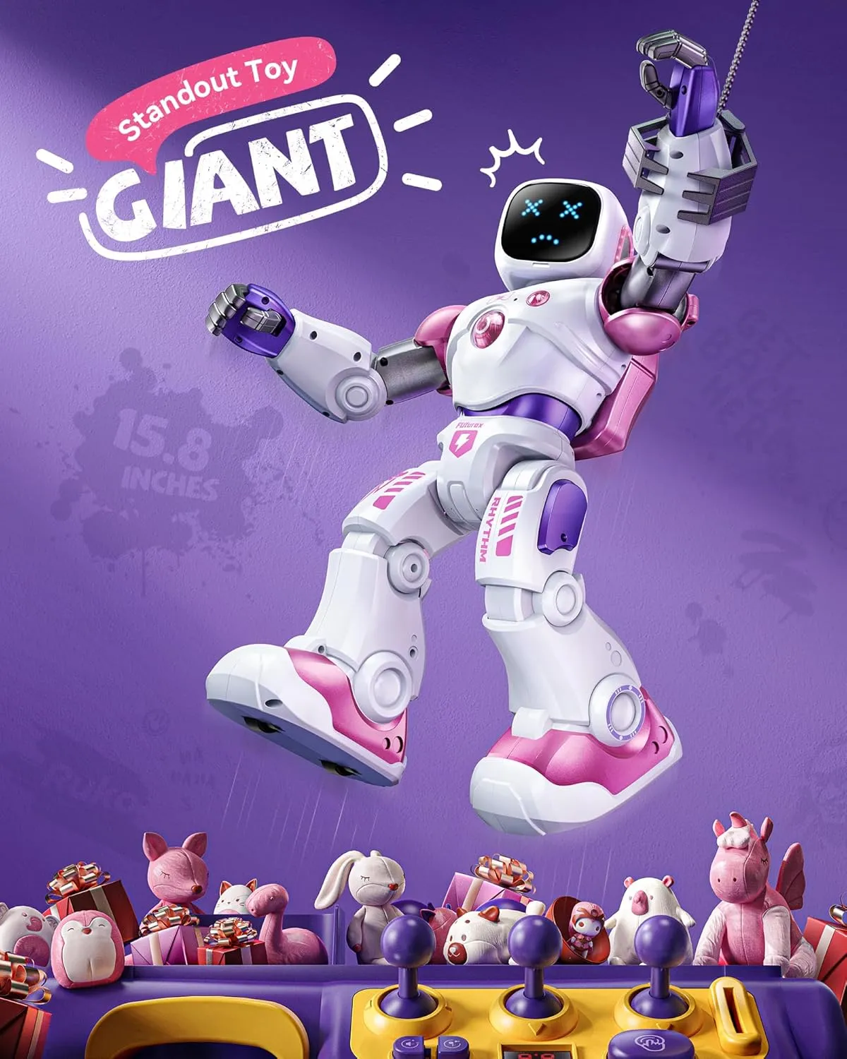 Ruko 1088 Smart Robot Toys for Kids, Large STEM Programmable Interactive RC Robot with Voice Control, App Control, Gifts for Boys & Girls Age 4 5 6 7 8 9, Pink
