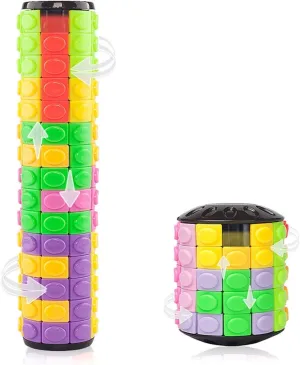 R.Y.TOYS Fidget Toy,Magic Cube Puzzle,Brain Teasers for Adults,Cylinder Rotate&Slide Logic Restless Hand Game,Trick Puzzle,Gift for Kid Child(8 Colors x 15 Layers 12 Colors x 5 Layers)