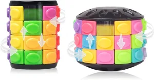 R.Y.TOYS Fidget Toy,Magic Cube Puzzle,Brain Teasers for Adults,Cylinder Rotate&Slide Logic Restless Hand Game,Trick Puzzle,Gift for Kids Child(8 Colors x 4 Layers 12 Colors x 3 Layers)