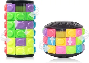 R.Y.TOYS Fidget Toy,Magic Cube Puzzle,Brain Teasers for Adults,Cylinder Rotate&Slide Logic Restless Hand Game,Trick Puzzle,Gift for Kids Child(8 Colors x 6 Layers 12 Colors x 3 Layers)