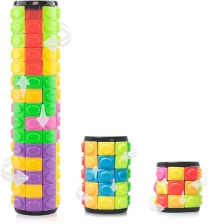 R.Y.TOYS Fidget Toy,Magic Cube Puzzle,Brain Teasers for Adults,Cylinder Rotate&Slide Logic Restless Hand Game,Trick Puzzle,Gift for Kids Child(8Colors:3Layers 5Layers 15Layers)