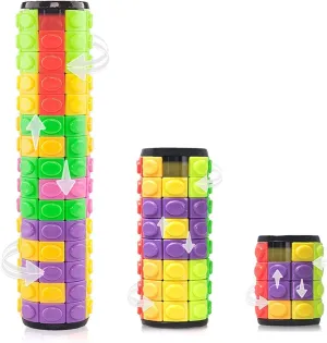 R.Y.TOYS Fidget Toy,Magic Cube Puzzle,Brain Teasers for Adults,Cylinder Rotate&Slide Logic Restless Hand Game,Trick Puzzle,Gift for Kids Child(8Colors:4Layers 8Layers 15Layers)