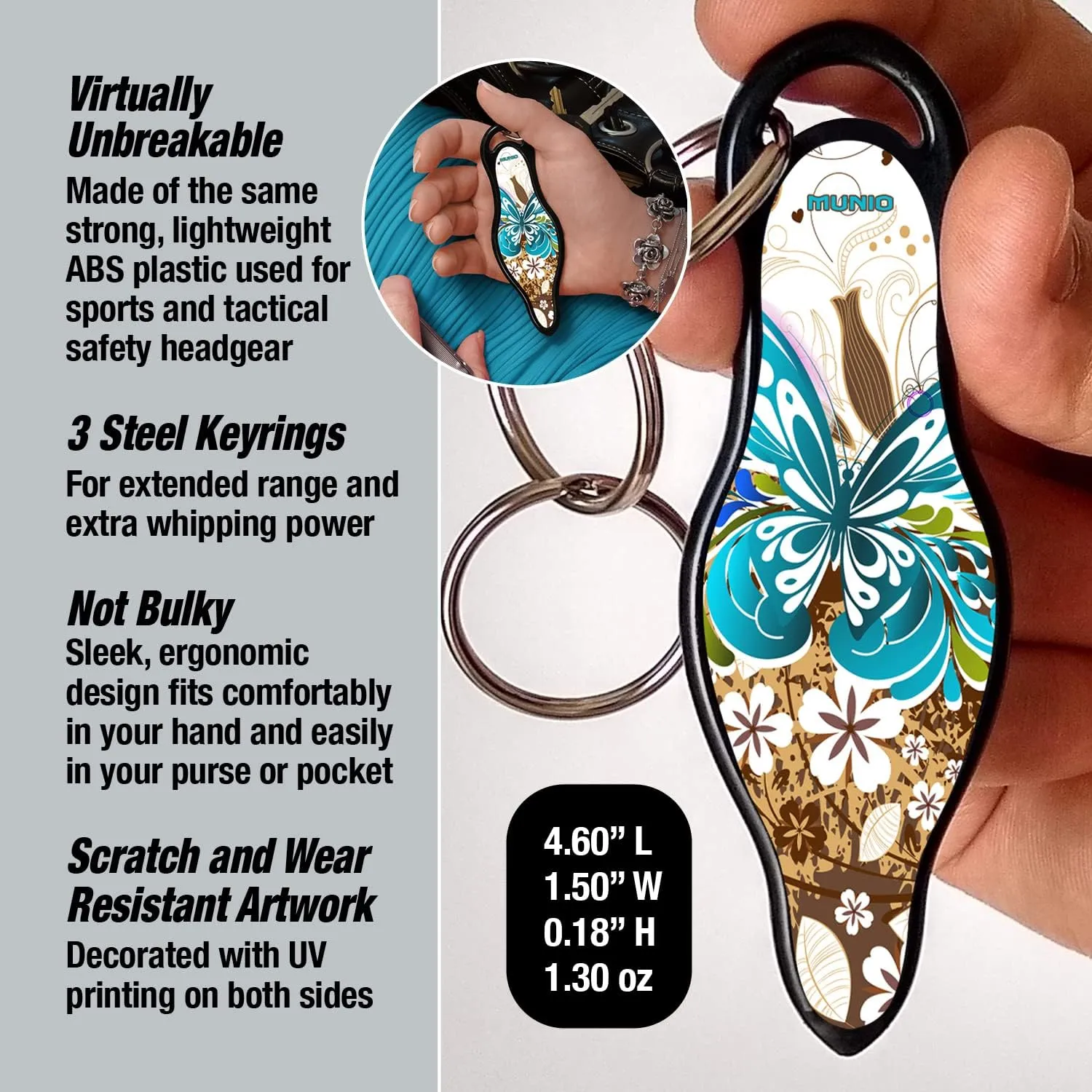 Sabre Pepper Spray & MUNIO Portable Self Defense Kubotan Keychain Pack, Quick Release Keychain Spray, TSA Approved Kubotan - Self Protection Essentials, Easy-to-Use for Safety