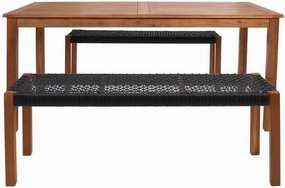 SAFAVIEH Outdoor Collection Aquina Natural/Black 3-Piece Bench Dining Set