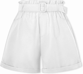 SANGTREE Girl's Casual Ruffled Paperbag Waist Shorts, 3 Years - Women 3XL