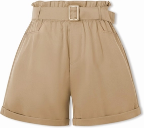 SANGTREE Girl's Casual Ruffled Paperbag Waist Shorts, 3 Years - Women 3XL