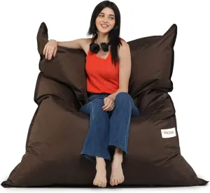 SATTVA 5.5ft All Weather Water Resistant Giant Bed Bean Bag - Big Bean Bag Covers Only (No Filling), Love Sack Bean Bag Oversized, Washable Ultra Soft Zipper, for Dorm & Family Room Brown Color