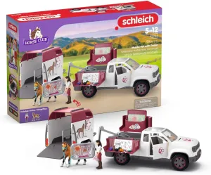 Schleich Horse Club - 90 PC Mobile Vet with Trailer Playset - Includes Toy Horse Figurine, Poseable Veterinarian Figure, Moveable Truck and Accessories - Interactive Play Toys for Kids Ages 5 | 42704