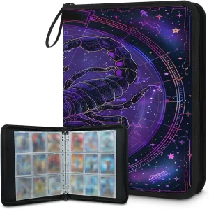 Scorpio 3 Ring Trading Zipper Binder Strap, Trading Card Binder 9 Pocket, 900 Pockets Card Holder with 50 Removable Sleeves for Game Cards