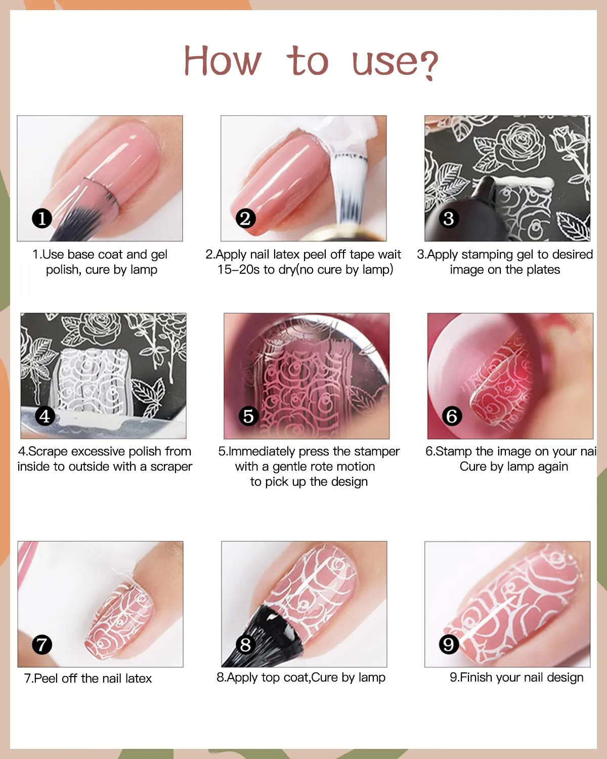 SEISSO 12 Colors Nail Stamping Polish Gels 5Pcs Stamp Print Templates 1 Peel Off Nail Tape Stamp Latex 1 Stamper with Scraper, Stamping Nail Polish Art Set Manicure Gift Collection