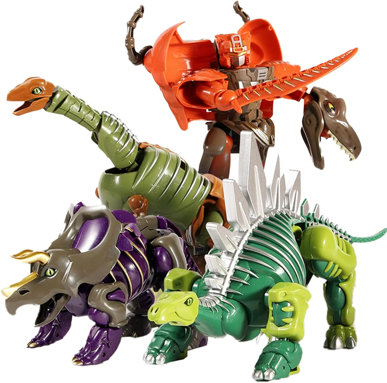 Sending from California 4Pcs Dinosaur Transformation Toy Realistic Figure with Movable Joints Educational Dinosaur Toys