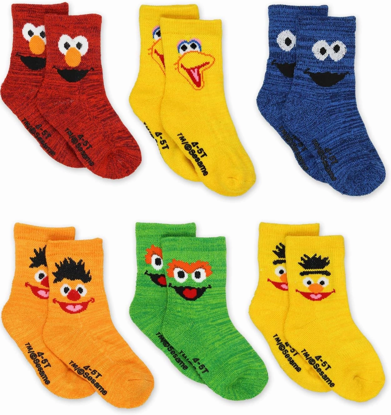 Sesame Street Elmo Boy's Girl's Multi Pack Crew Socks with Grippers (Baby/Toddler)