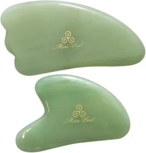 Set of 2 Gua Sha Facial Massagers of Jade Stone, Excellent Massage and Skincare Tool