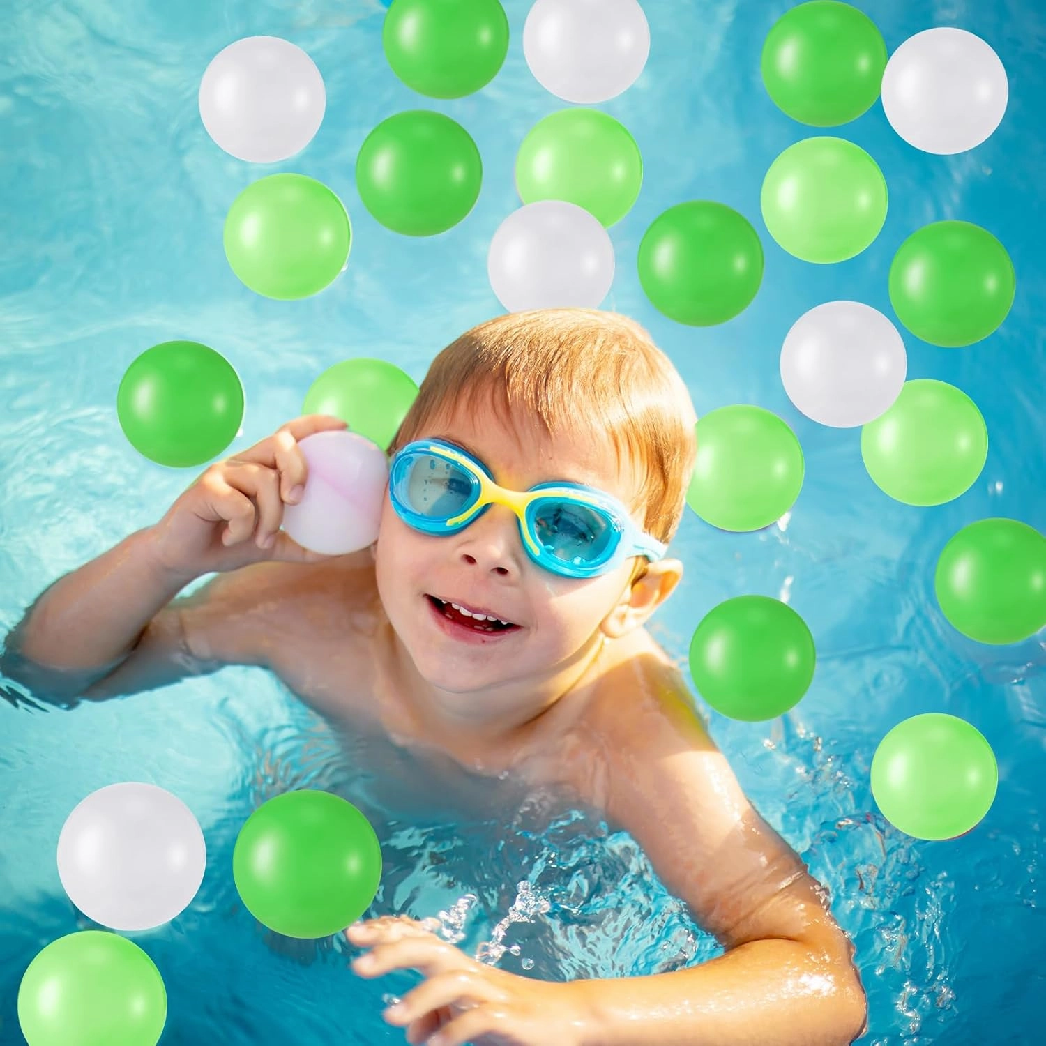 Shappy 180 Pcs Soft Plastic Balls for Toddlers, Crush Proof Ocean Balls Reusable for Photo Booth Props Play Tent Swimming Pool Party Holiday Decoration (Green, Light Green, White)