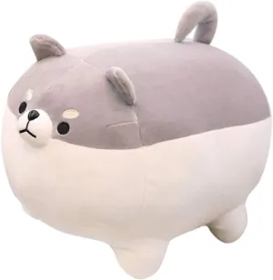 Shiba Inu Dog Plush Pillow,Cute Corgi Stuffed Animal Toy Doll Gifts for Valentine,Christmas (Gray, 15.7 inch)