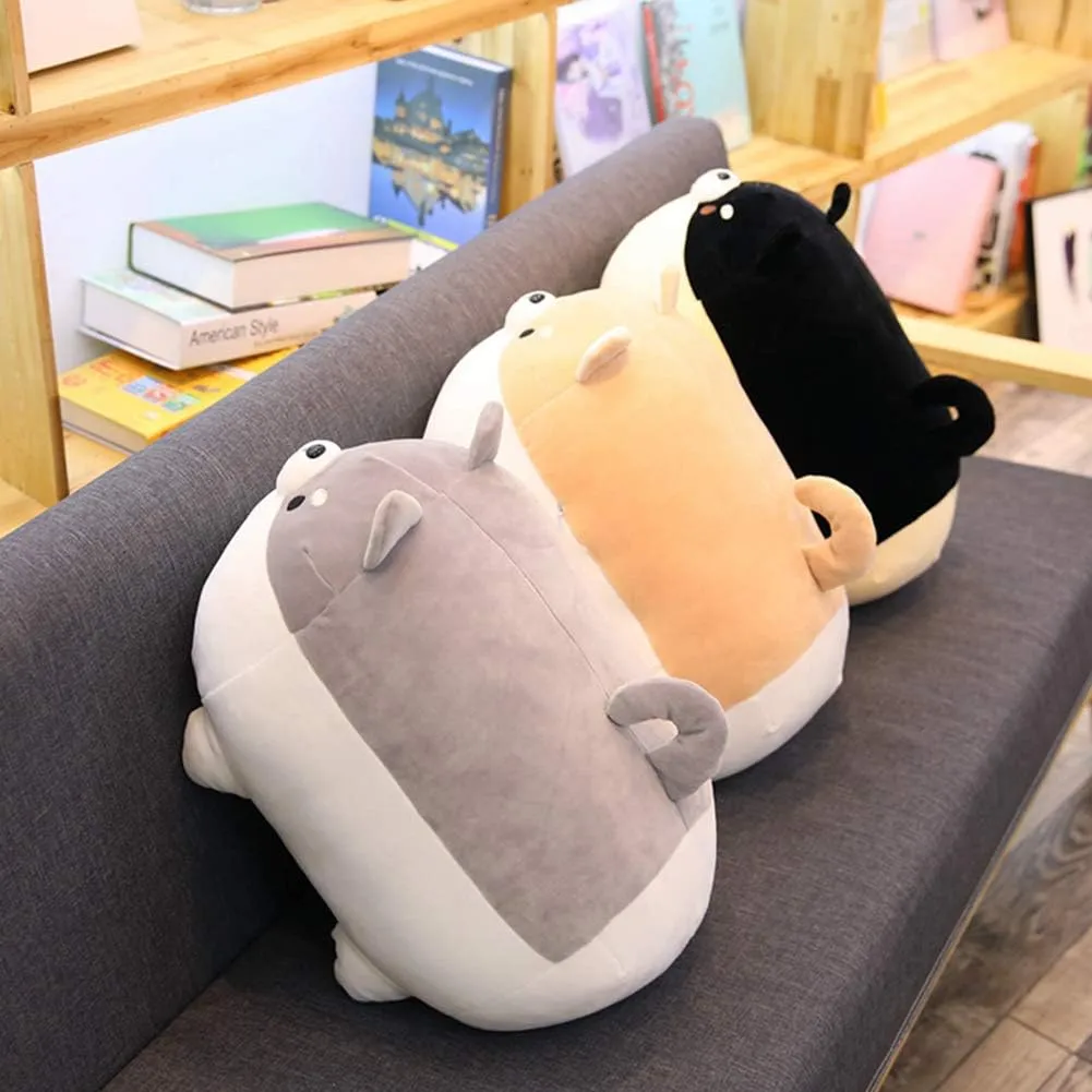 Shiba Inu Dog Plush Pillow,Cute Corgi Stuffed Animal Toy Doll Gifts for Valentine,Christmas (Gray, 15.7 inch)