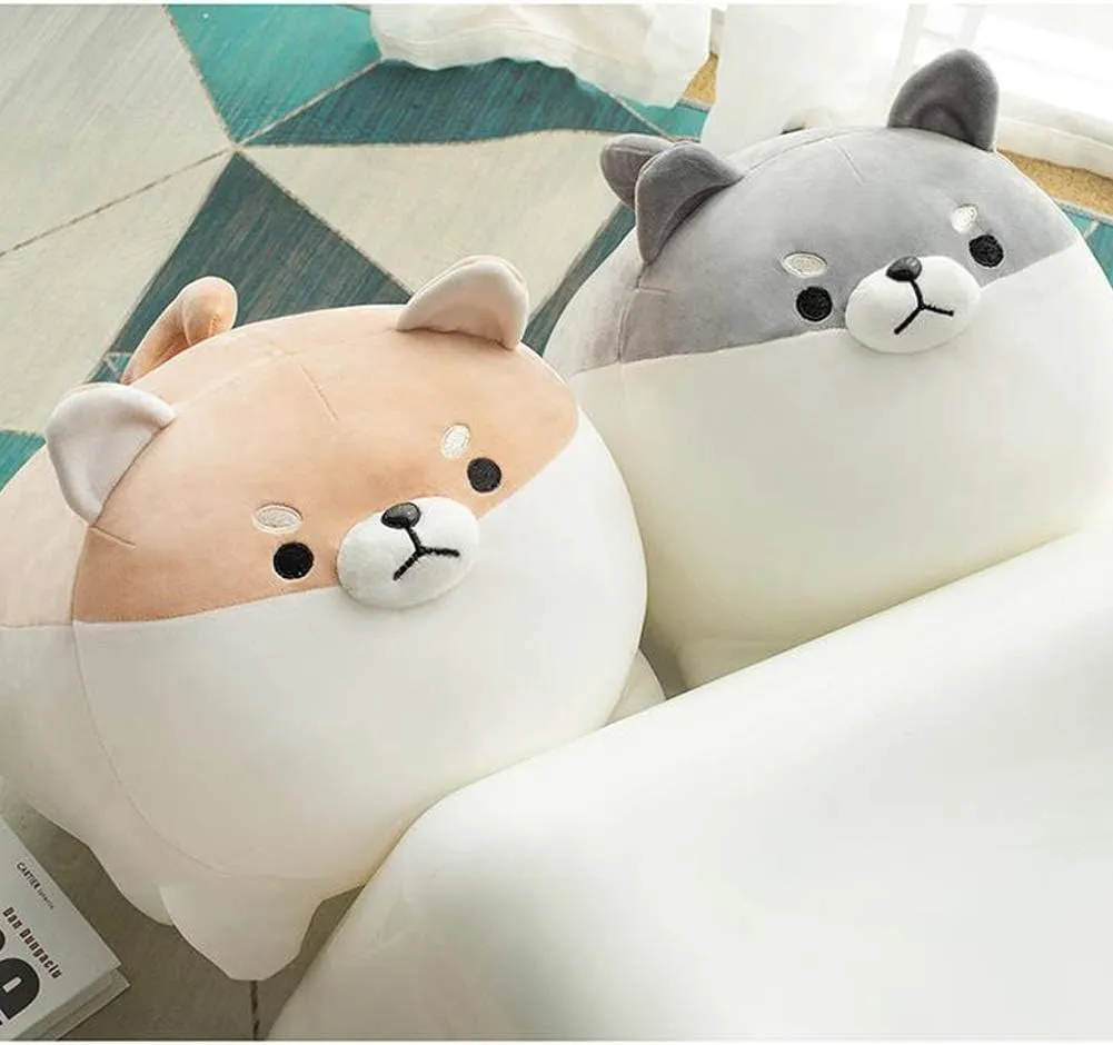 Shiba Inu Dog Plush Pillow,Cute Corgi Stuffed Animal Toy Doll Gifts for Valentine,Christmas (Gray, 15.7 inch)