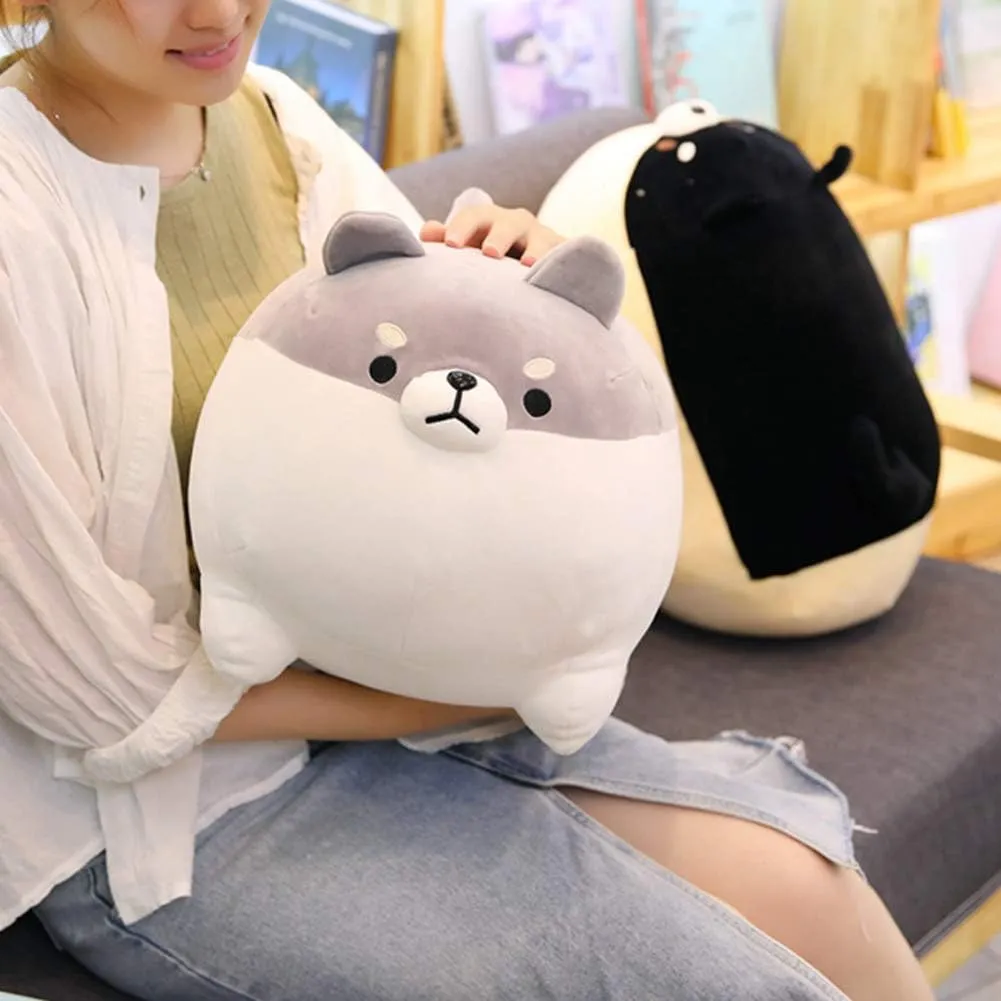 Shiba Inu Dog Plush Pillow,Cute Corgi Stuffed Animal Toy Doll Gifts for Valentine,Christmas (Gray, 15.7 inch)