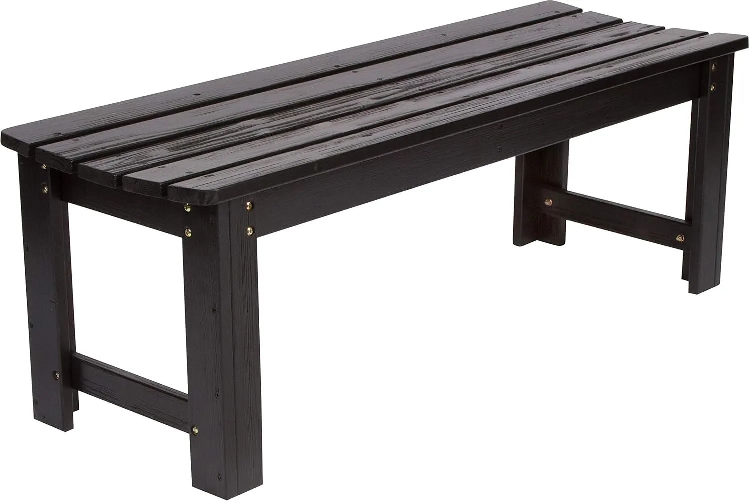 Shine Company Outdoor Wooden Backless Patio Garden Bench, 4 Ft, Black