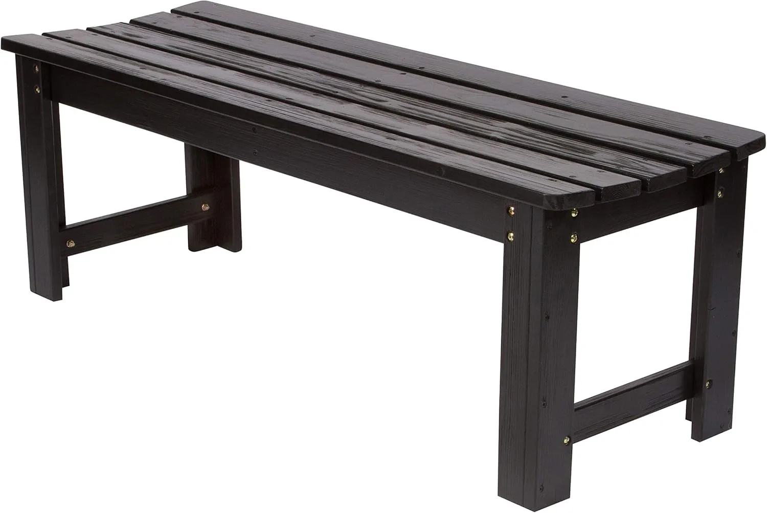 Shine Company Outdoor Wooden Backless Patio Garden Bench, 4 Ft, Black