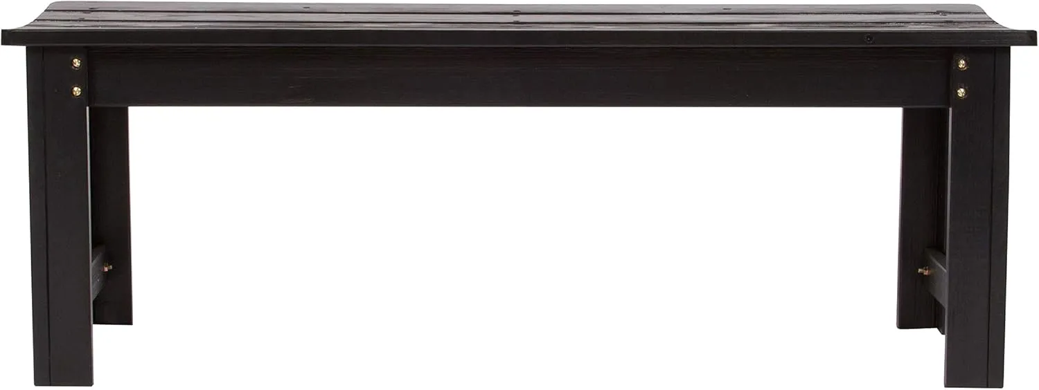 Shine Company Outdoor Wooden Backless Patio Garden Bench, 4 Ft, Black
