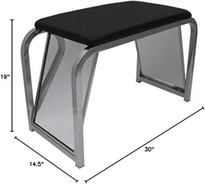 SHOE FITTING BENCH Chrome/Black Padded Seat/2 Mirrors