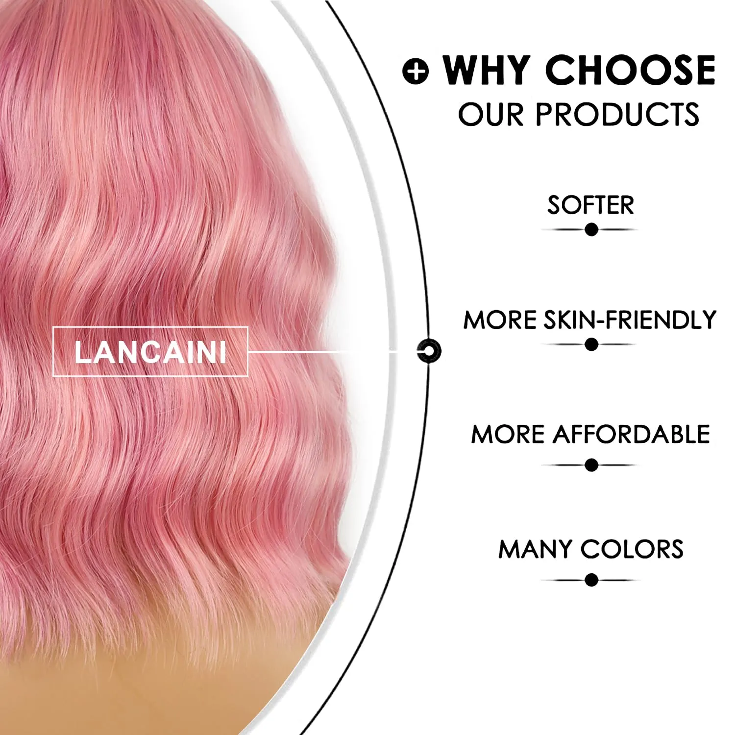 Short Bob Wigs with Bangs for Women Loose Wavy Wig Curly Wavy Shoulder Length Bob Synthetic Cosplay Wig for Girl Colorful Costume Wigs (Lovely Pink)