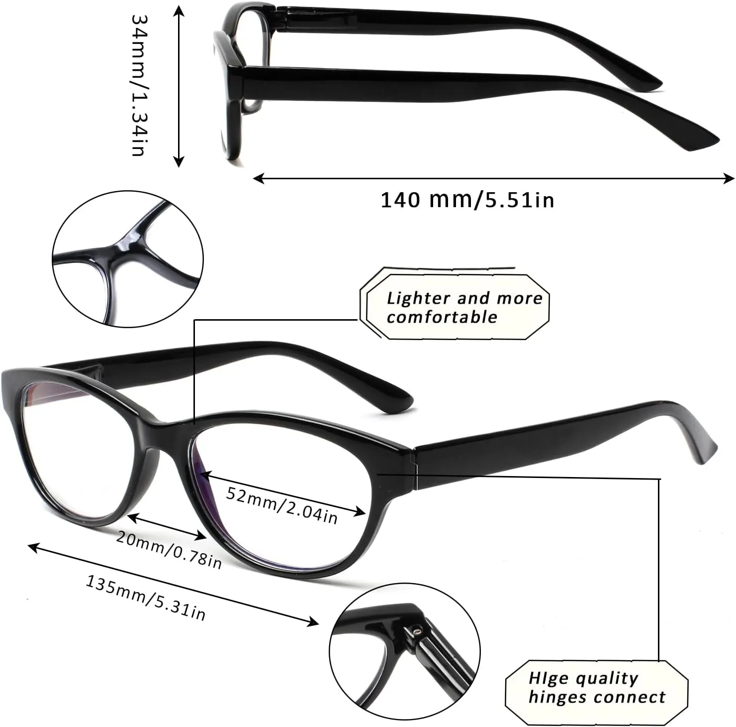 SIGVAN Ladies Cat Eye Reading Glasses 5 Pairs Blue Light Blocking Spring Hinge Fashion Pattern Print Readers for Women