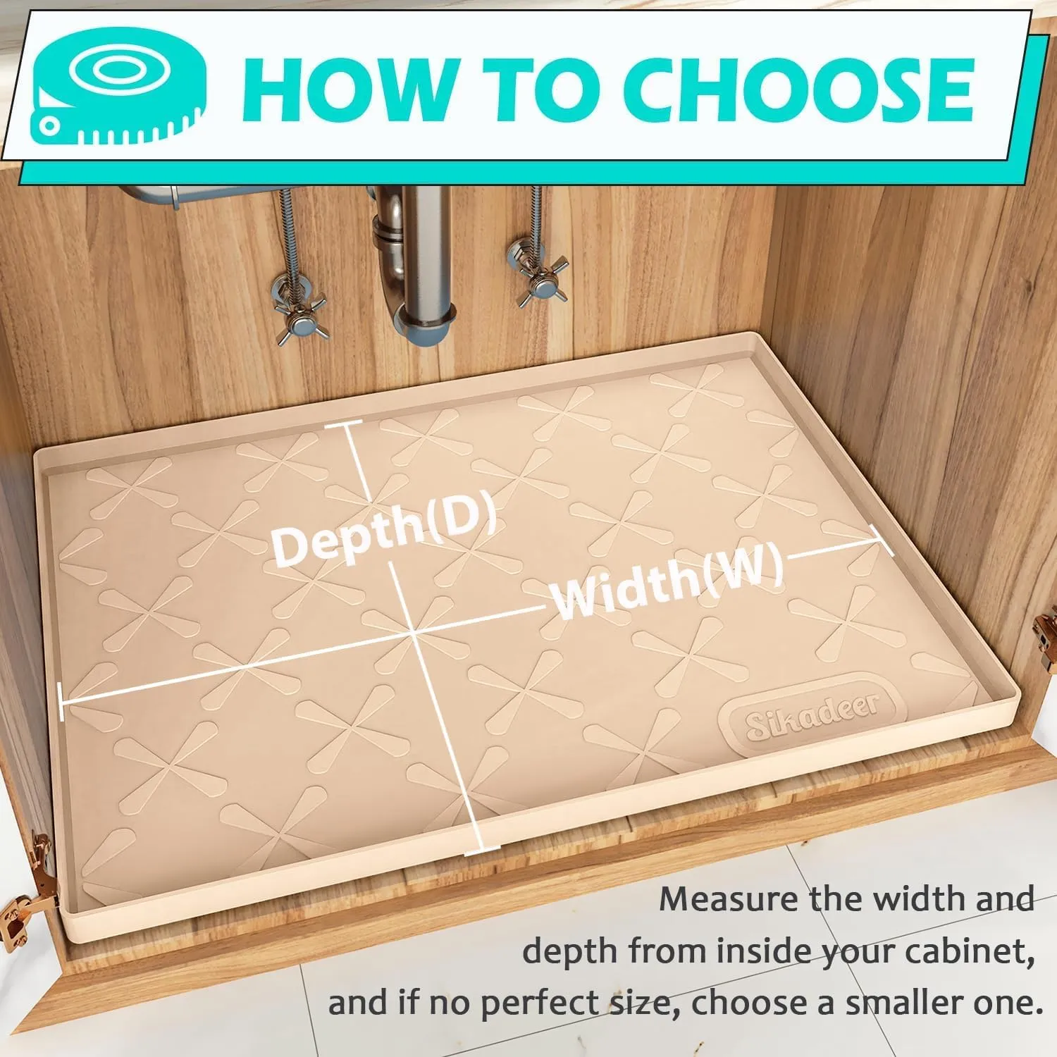 SIKADEER 37" x 22" Under Sink Mat Waterproof, Silicone Mat Kitchen Drawer Shelf and Cabinet Liner, Sink Protector for Kitchen Organizers and Storage, Boot Tray Pet Food Mat