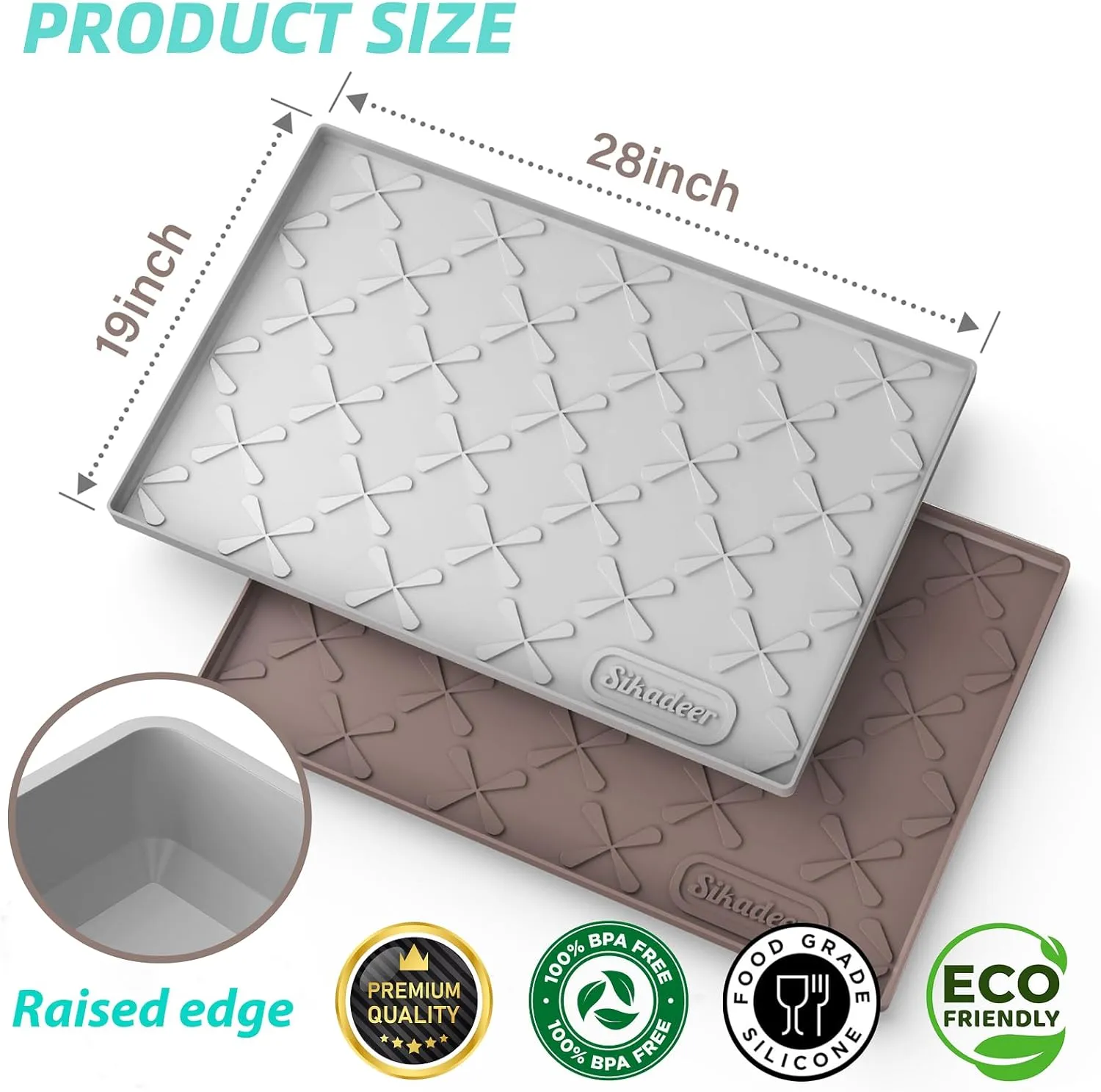SIKADEER Under Sink Mat for Bathroom Waterproof, 19" x 19" Silicone Under Sink Liner Bathroom Cabinet Shelf Protector, Fits 21inch Standard Kitchen Bathroom Cabinet Mat Under Sink Organizer Drip Tray