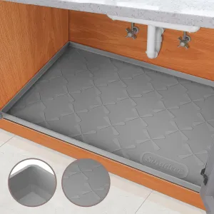 SIKADEER Under Sink Mat for Bathroom Waterproof, 19" x 19" Silicone Under Sink Liner Bathroom Cabinet Shelf Protector, Fits 21inch Standard Kitchen Bathroom Cabinet Mat Under Sink Organizer Drip Tray