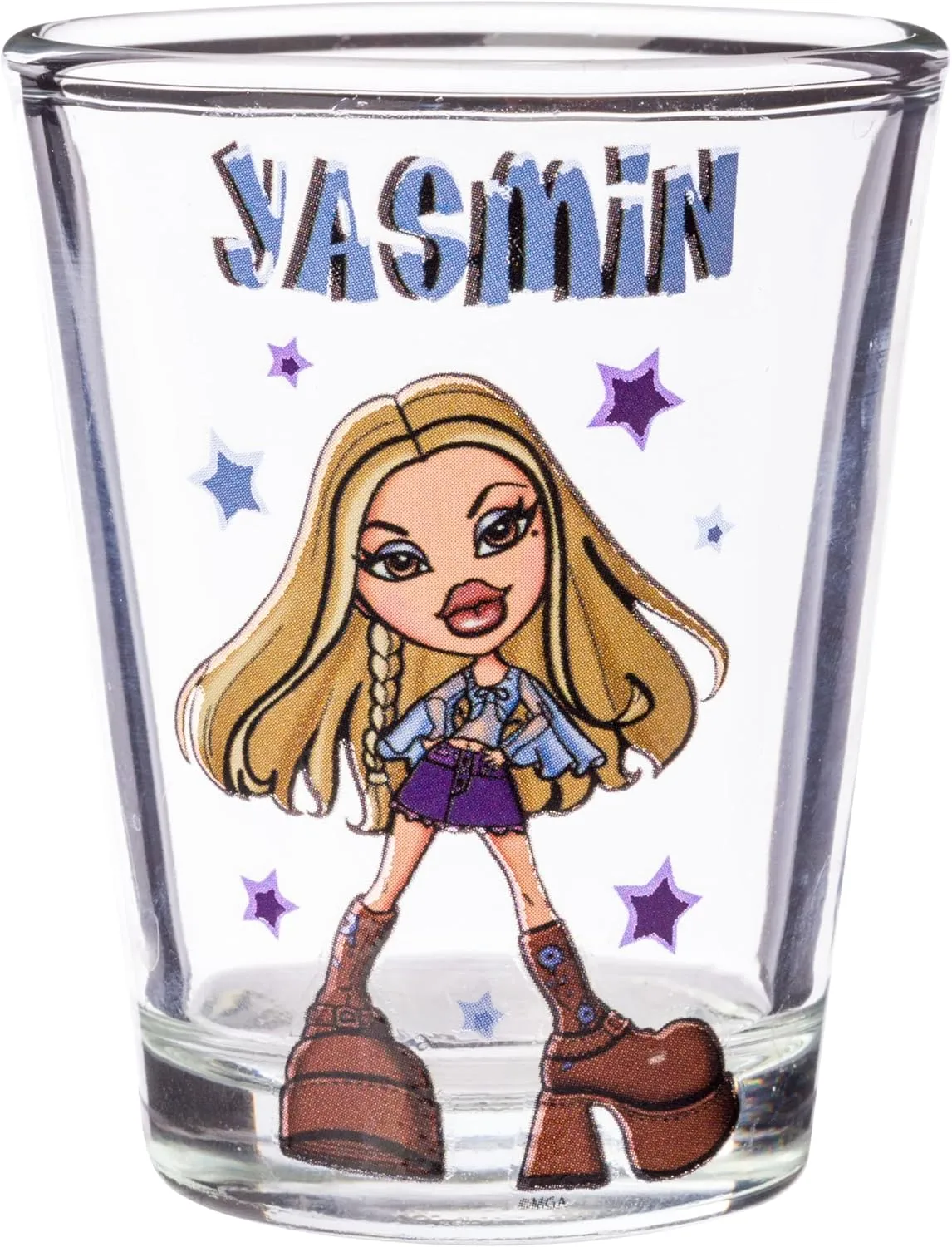 Silver Buffalo Bratz Dolls Fashionista Stars Featuring Jade, Yasmin, Cloe, and Sasha 4 Pack Mini Glasses, 1.5 Ounces